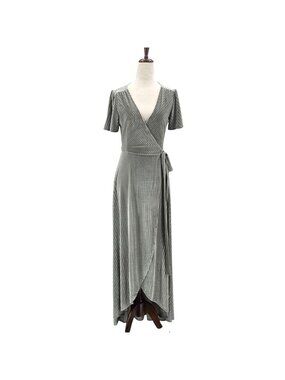 NWD Baltic Born Womens XS Dress Andi Ribbed Velvet Wrap Dress Dusty Sage Green